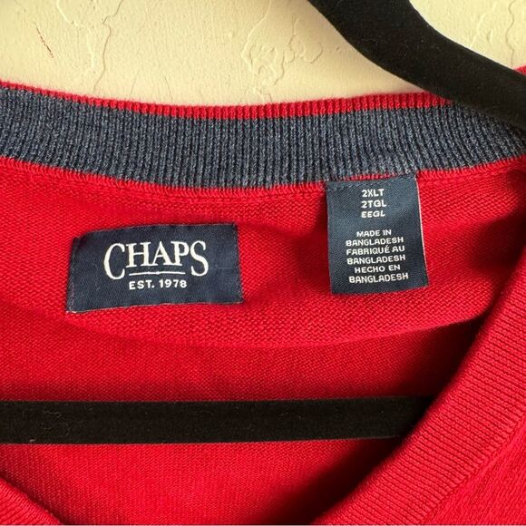 Chaps Red Sweater Vest Size 2XL Tall - Picture 5 of 8